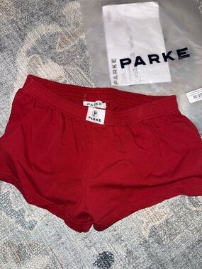 Parke Women's Red cotton boxer Shorts